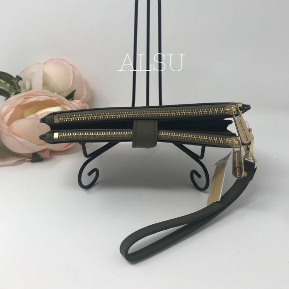 Michael Kors DoubleZip Wristlet Wallet Duffl Green - Picture 4 of 6